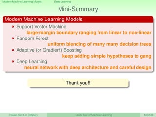 Modern Machine Learning Models Deep Learning
Mini-Summary
Modern Machine Learning Models
Support Vector Machine
large-marg...
