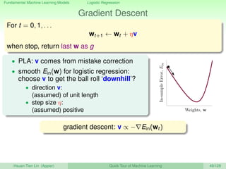 Fundamental Machine Learning Models Logistic Regression
Gradient Descent
For t = 0, 1, . . .
wt+1 ← wt + ηv
when stop, ret...