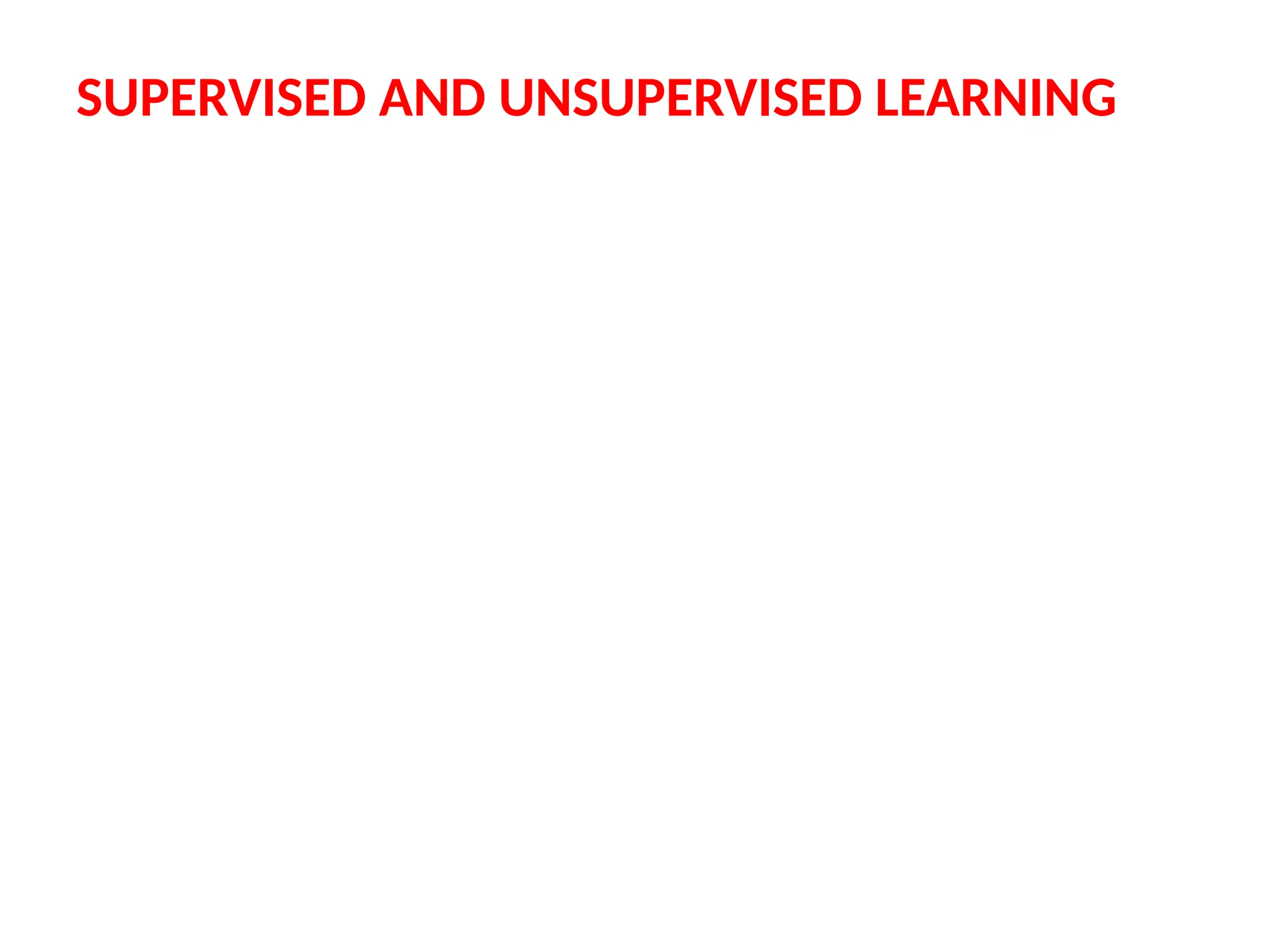 SUPERVISED AND UNSUPERVISED LEARNING
 
