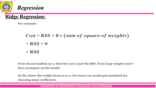 DEPARTMENT OF INFORMATION TECHNOLOGY, SCOE,KOPARGAON
Regression
Ridge Regression:
 