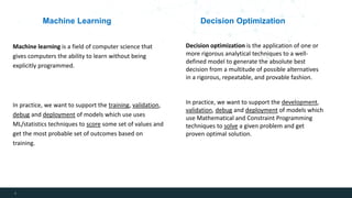 Machine Learning vs Decision Optimization comparison | PPT