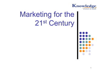 1
Marketing for the
21st Century
 