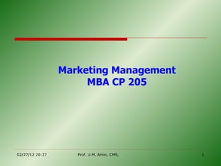 Marketing Management MBA CP 205 