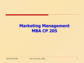 Marketing Management MBA CP 205 