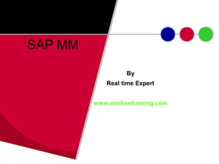 SAP MM

                   By
             Real time Expert


         www.vonlinetraining.com
 