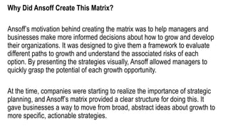 Nansoff Matrix Abstract Introduction to Strategic marketing management | PPTX