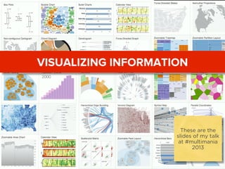VISUALIZING INFORMATION
These are the
slides of my talk
at #multimania
2013
 