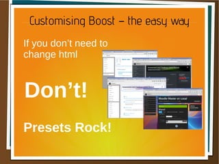 Moodle Moot IE/UK 2017 Creating a child theme for Boost | PDF