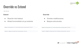 @_rubenR
Override vs Extend
Extend
● Situación más habitual
● Añade funcionalidad a la ya existente
Override
● Grandes mod...