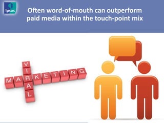 Often word-of-mouth can outperform
paid media within the touch-point mix
 