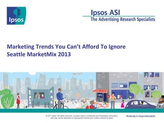 Marketing Trends You Can’t Afford To Ignore
Seattle MarketMix 2013
 