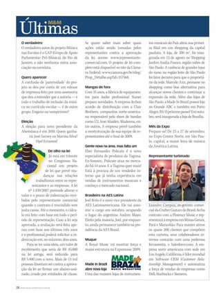 28 WWW.MUSICAEMERCADO.COM.BR
O verdadeiro
O verdadeiro autor do projeto Música
nas Escolas é o GAP (Grupo de Apoio
Parlamentar Pró-Música), do Rio de
Janeiro, e não nenhuma outra asso-
ciação ou correlata.
Quero aparecer
A confusão de ‘paternidade’ do pro-
jeto se deu por conta de um release
de imprensa feito por uma assessoria
que deu a entender que a autoria — e
todo o trabalho de inclusão da músi-
ca no currículo escolar — é de outro
grupo. Engano ou vampirismo?
Eleição
A eleição para novo presidente da
Abemúsica é em 2010. Quem ganha-
rá: José Sarney ou Marina Silva?
Ops! Erramos!
De olho na lei
Já está em trâmite
no Congresso Na-
cional um projeto
de lei que prevê mu-
danças nas relações
trabalhistas entre os repre-
sentantes e as empresas. A lei
nº 1.439/2007 pretende alterar o
valor e o prazo de indenização rece-
bidos pelo representante comercial
quando o contrato é rescindido sem
justa causa. Até o momento, o cálcu-
lo era feito com base em todo o perí-
odo de representação. Caso a lei seja
aprovada, a avaliação será feita ape-
nas com base nos últimos três anos
e o profissional poderá solicitar a in-
denizaçãoem,nomáximo,doisanos.
Para se ter uma ideia, um valor de
recebimento que seria de R$ 45.000
na lei antiga, será reduzido para
R$ 5.400 com a nova. Mais de 13 mil
pessoas disseram ser contra a aprova-
ção da lei ao firmar um abaixo-assi-
nado, criado por entidades de classe.
Se quiser saber mais sobre quais
ações estão sendo tomadas pelos
representantes contra a aprovação
da lei, acesse: www.representante-
comercial.com. O projeto de lei com-
pleto está disponível no site da Câma-
ra Federal: www.camara.gov.br/sileg/
Prop_Detalhe.asp?id=357568.
Mangas de fora
Com 35 anos, a fábrica de equipamen-
tos para áudio profissional Staner
prepara novidades. A empresa fechou
acordo de distribuição com a Clair
Brothers, companhia norte-america-
na responsável pelo show de bandas
como U2, Iron Maiden, Madonna, en-
tre outros. A empresa prevê também
a reestruturação de sua equipe de re-
presentantes até o final de 2009.
Gente nova na área, mas falta um
Eber Fernandes Policate é o novo
especialista de produtos da Tagima.
Ex-Sonotec, Policate atua no merca-
do há 14 anos. E a Tagima quer mais!
Está à procura de um vendedor in-
terno que já tenha experiência em
vendas de instrumentos musicais e
conheça o mercado nacional.
Brasileiro na AES Latina
Joel Brito é o novo vice-presidente da
AES Latinoamericana. Ele vai assu-
mir o cargo em outubro, ocupando
o lugar do argentino Andres Mayo.
Eleito pela maioria, Joel, por enquan-
to, ainda permanece também na pre-
sidência da AES Brasil.
Muque
A Royal Music irá mostrar força e
maior estrutura na Expomusic 2009.
Made In Brazil
abre nova loja
Uma das maiores lojas de instrumen-
tos musicais do País abriu sua primei-
ra filial em um shopping da capital
paulista. A loja, de 200 m2
, foi inau-
gurada em 12 de agosto no Shopping
Jardim Anália Franco, região nobre de
São Paulo. A carência de grandes lojas
do ramo na região leste de São Paulo
foi fator decisivo para que o proprietá-
rio da rede, Marcelo Aziz, pensasse no
shopping como boa alternativa para
alcançar novos clientes e continuar a
expansão da rede. Além das lojas de
São Paulo, a Made In Brazil possui loja
no Grande ABC e também em Porto
Alegre,RS.Opróximopasso?Emoutu-
bro,seráinauguradaalojadeBrasília.
Mês da Expo
Prepare-se! De 23 a 27 de setembro,
no Expo Center Norte, em São Pau-
lo, capital, a maior feira de música
da América Latina.
Representante turbinado
Leandro Campos, ex-gerente comer-
cial da Crafter Guitars do Brasil, fecha
contrato com a Florence Music e rep-
resentaráaempresaemMinasGerais,
Pará e Maranhão. Para manter ativos
os quase 200 clientes que compõem
esta carteira, seus colaboradores in-
ternos contarão com uma poderosa
ferramenta, o Salesforce.com. A em-
presa norte americana com sede em
LosAngele,Califórnia,élídermundial
em Software CRM (Customer Rela-
tionship Management) e automatizationship Management) e automatizationship Management
a força de vendas de empresas como
Dell, Starbucks e Siemens.
rá: José Sarney ou Marina Silva?
Ops! Erramos!
De olho na lei
Já está em trâmite
no Congresso Na-
cional um projeto
de lei que prevê mu-
danças nas relações
trabalhistas entre os repre-
sentantes e as empresas. A lei
Ops! Erramos!
de lei que prevê mu-
danças nas relações
trabalhistas entre os repre-
Representante turbinado
Leandro Campos, ex-gerente comer-
ultimas44.indd 28 10/09/2009 13:51:52
 