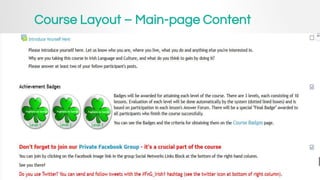 Course Layout – Main-page Content
 