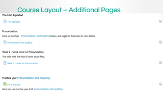 Course Layout – Additional Pages
 