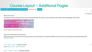 Course Layout – Additional Pages
 