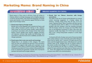 Marketing Memo: Brand Naming in China 
58 © Pearson Education South Asia Pte Ltd 2013. All rights reserved 
 
