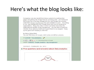 Here’s what the blog looks like:
 