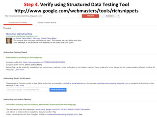 Step 4. Verify using Structured Data Testing Tool
http://www.google.com/webmasters/tools/richsnippets
 