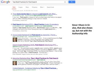 Since I Share in G+
also, that also shows
up, but not with the
Authorship Info
 