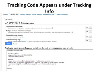 Tracking Code Appears under Tracking
Info
 