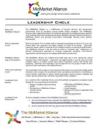 MidMarket Alliance
unlocking the synergies between premier professionals

Leadership Circle
What is the
MidMarket Alliance...