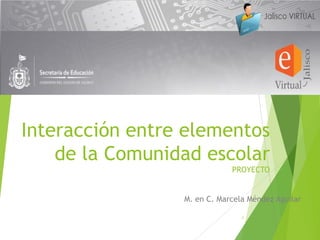 M. en C. Marcela Méndez Aguilar
Interacción entre elementos
de la Comunidad escolar
PROYECTO
1
 
