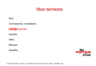 Nom Connaissance, compétence  Expertise Activités Idées Marques Actualité… Mon territoire © TdE Consultants - 5/2010 - Tous droits de reproduction réservés - Images : Iconvalley, DR 