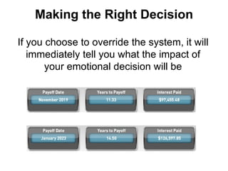 Making the Right Decision If you choose to override the system, it will immediately tell you what the impact of your emotional decision will be 