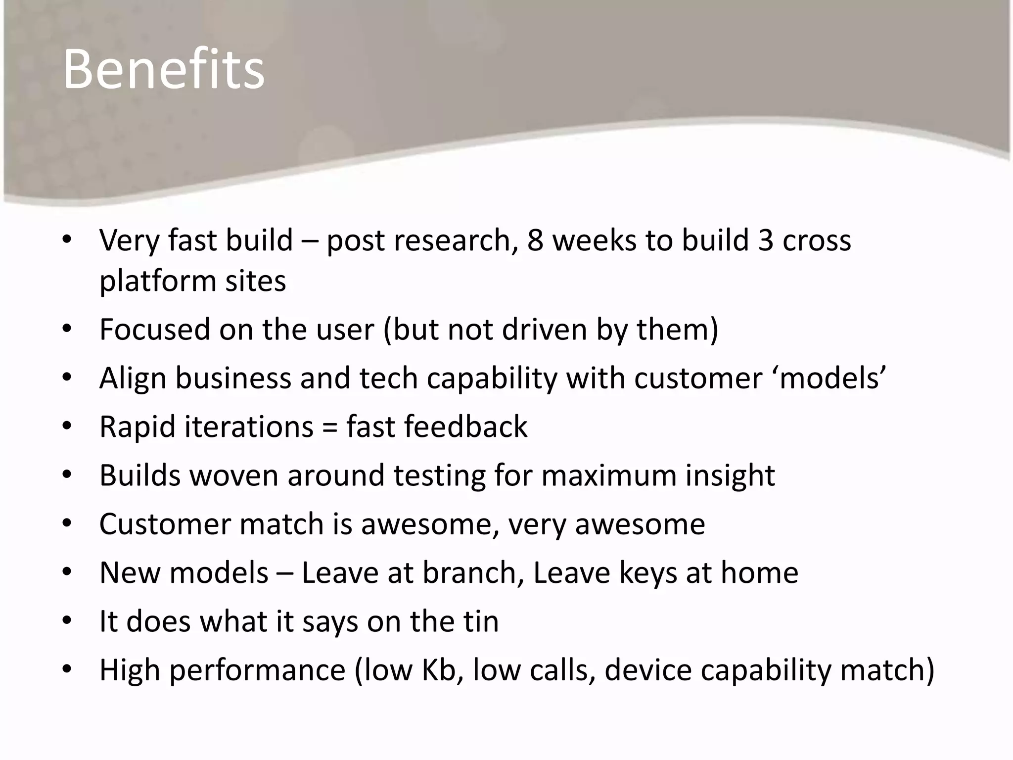 InterestingstuffApple is huge – everywhere (apart from USA)Apple, Blackberry, Nokia, HTC are our key groups for volumeSmartphones rule the roost – older phones are long tail and very fragmentedAndroid devices are small but growing very fast (HTC = 400% in 3 months)The UK mobile traffic is 3 times larger than FR or DE USA has over 50% of our worldwide trafficWe get 3% mobile traffic worldwide, 6% in the UKIf we convert @ 5% (easy) then 300k per month revenueWe have 444 devices to support in key mobile markets!Some data (groan)