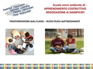 Marta Marchi Università di Padova 
Scuola come ambiente di : APPRENDIMENTO COSTRUTTIVO NEGOZIAZIONE di SIGNIFICATI 
TRASFORMAZIONE della CLASSE – NUOVI RUOLI dell’INSEGNANTE  