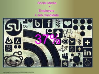 Social Media
+
Employers
= Job Candidate

37%
http://www.flickr.com/photos/44071822@N08/4130981555/

 