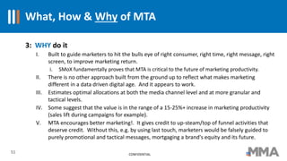 What, How & Why of MTA
51
3: WHY do it
I. Built to guide marketers to hit the bulls eye of right consumer, right time, rig...