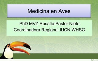 Medicina en Aves
PhD MVZ Rosalía Pastor Nieto
Coordinadora Regional IUCN WHSG
 