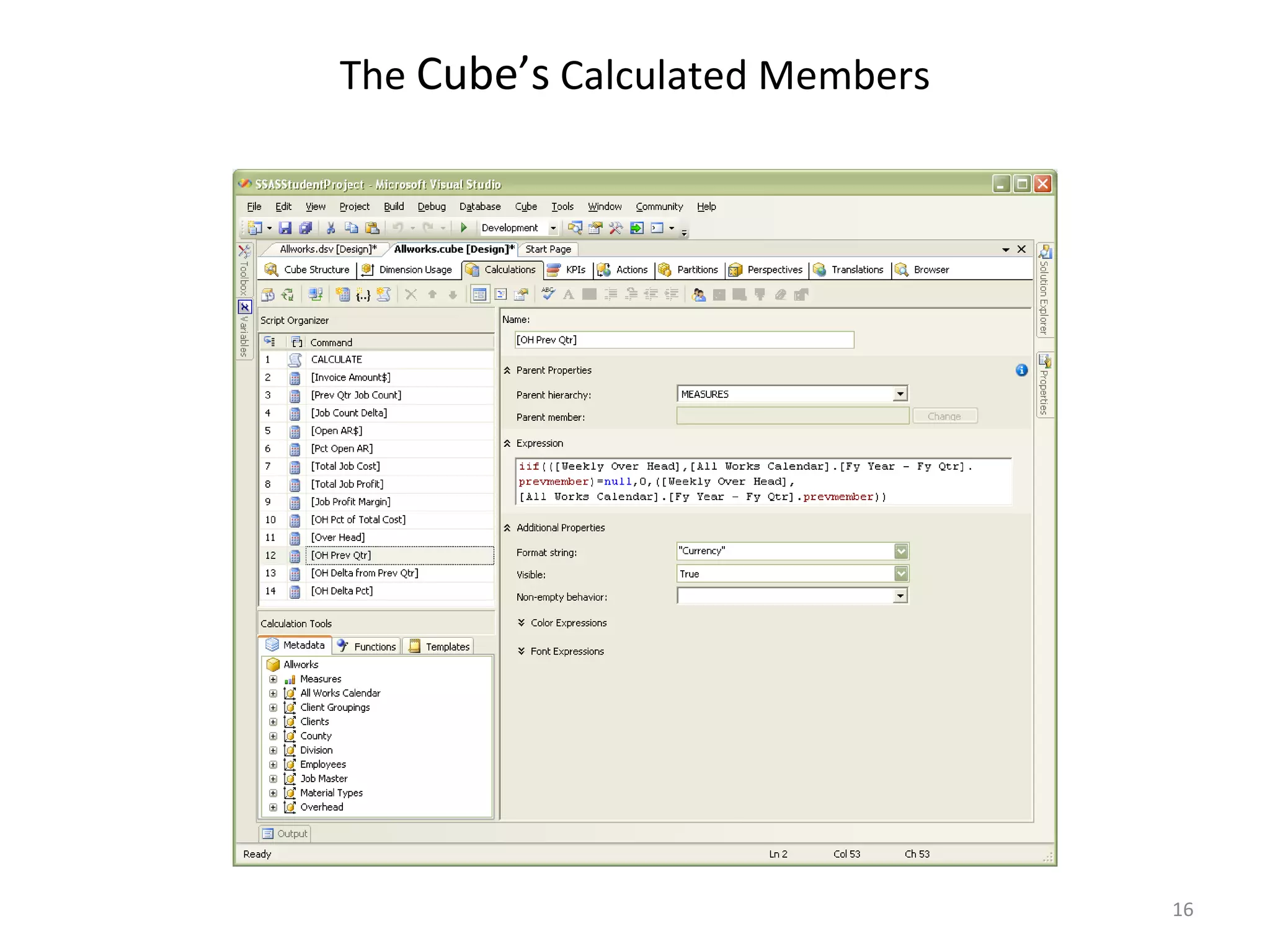 The  Cube’s  Calculated Members 