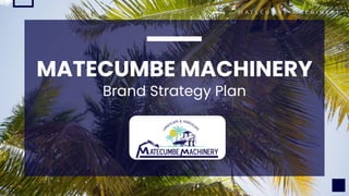MATECUMBE MACHINERY
Brand Strategy Plan
M A T E C U M B E M A C H I N E R Y
 