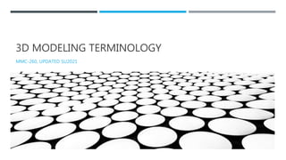 3D MODELING TERMINOLOGY
MMC-260, UPDATED SU2021
 
