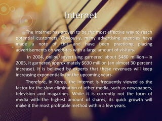 Types of Ads		Ads seem to take part in many forms. They can occur through product placements, by applying the association principle, running them in between programs in television, or even in print. In the following slides, some of the most effective forms of advertising will be explained.