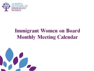 Monthly Mentoring Calendar