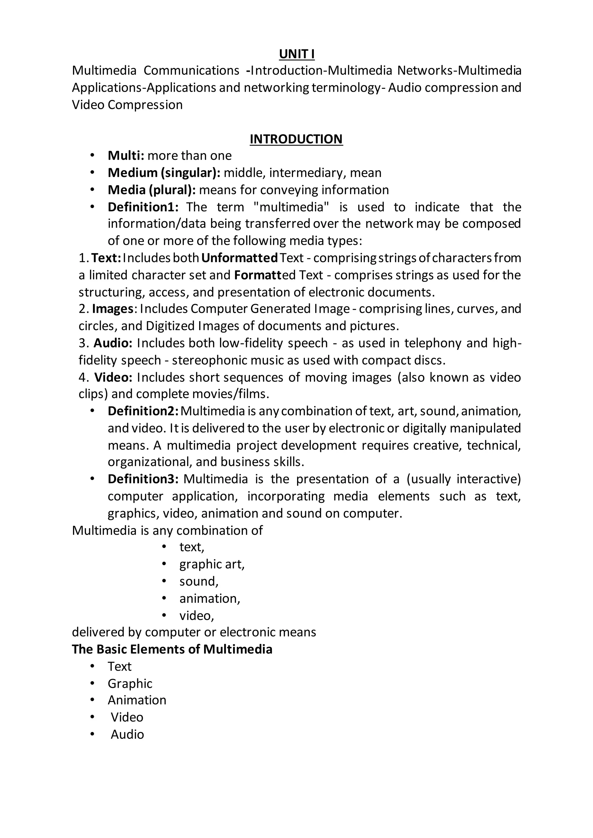 Mmc unit i summary PDF