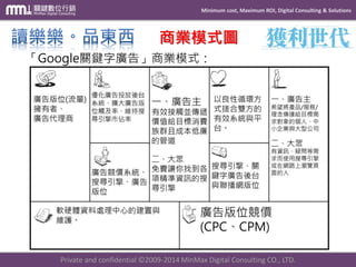 Minimum cost, Maximum ROI, Digital Consulting & Solutions 
Private and confidential © 2009-2014 MinMax Digital Consulting CO., LTD. 
商業模式圖  