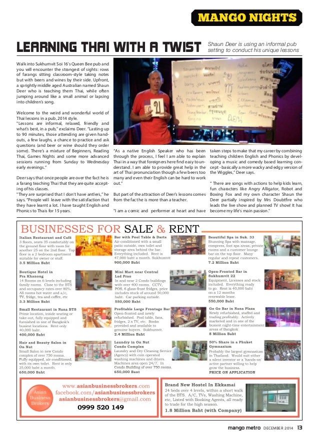 Mango Metro Magazine Bangkok December 2014