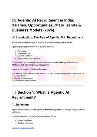 Agentic AI Recruitment in India: 2026 Salary & Business Guide | PDF