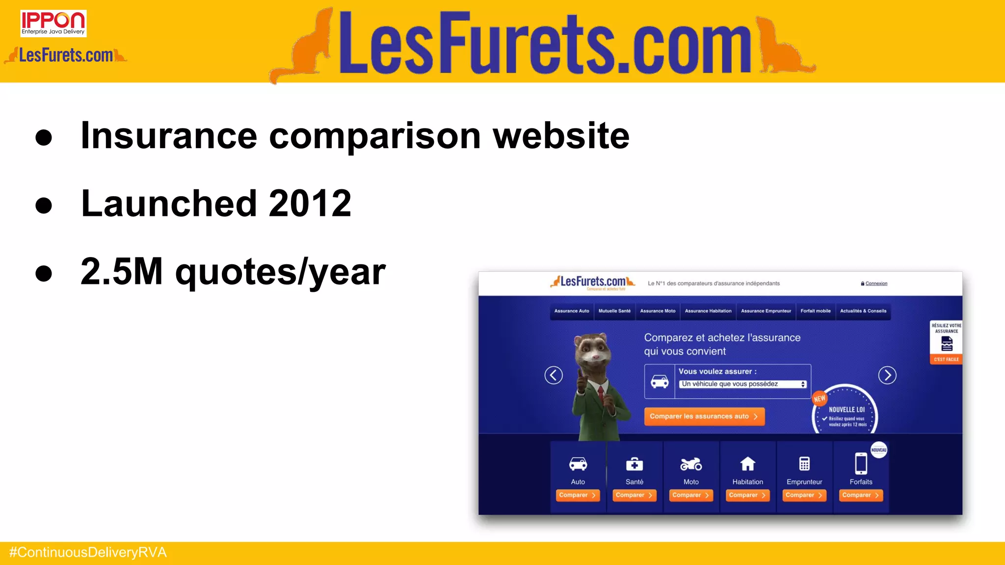 #ContinuousDeliveryRVA
● Insurance comparison website
● Launched 2012
● 2.5M quotes/year
 