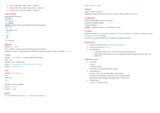 • Filtre ou: | filtre_constant | filtre_constant -> expression
• Filtre intervalle: | filtre_caractère .. filtre_caractère -> expression.
• Clause avec garde: | filtre when condition -> expression.
Appel au filtrage
match expression with filtrage
Par exemple:
match f 2 with
| 1 -> expression
| n -> expression
Attention: un filtrage interne à un autre filtrage doit être entouré de begin end:
match e with
| f1 ->
begin match e2 with
| g2 -> ...
...
| gm -> ...
end
| ...
| fn -> expression
Références
Définition: let x = ref 0 in ...
Accès : l'opérateur ! retourne le contenu de la référence argument (! reference) ;
Affectation : l'opérateur := modifie le contenu de la référence en partie gauche (reference := valeur) ; par exemple: x := !x + 1
Vecteurs
Définition : [| 1; 2; 3 |] ou make_vect nombre_d'éléments valeur_initiale ;
Accès : v.(0) ;
Affectation : v.(0) <- nouvelle_valeur ;
Parcours : do_vect, map_vect, for i = 0 to vect_length v - 1 do ... done ;
Fonctions : vect_length, blit_vect
Listes
Définition : [], [ 1; 2; 3 ] ou x :: l ;
Accès:
match l with
| [] -> ...
| x :: l -> ...
Affectation : une liste est immuable.
Parcours : do_list, map ;
Fonctions : list_length
Boucles
for i = 0 to 10 do print_int i done ou for i = 10 downto 0 do print_int i done ;
while !j > 0 do j := !j - 1 done
Séquence
Syntaxe : expression; expression
Attention: une séquence doit être entourée de begin end (ou de ( )) dans les branches d'un if then else.
Conditionnelle
Syntaxe: if condition then expression else expression ;
Opérateurs de comparaison standard : <, >, <=, >=, <> ;
Comparaison physique : ==, != ;
Attention: if condition then begin e1; e2 end else begin e3; e4 end .
Exceptions
Définition d'exceptions : exception Exception_Constante;; ou exception Exception_avec_argument of expression_de_type;;
Rattrapage : try expression with filtrage
Lancement : raise exception_constante ou raise (exception_avec_argument expression)
Entrées-sorties
• Écran (std_out): Impression avec print_string, print_int, print_float, ...,
• Clavier (std_in): lecture avec read_line ;
• Gestion de fichiers:
o en lecture (in_channel): open_in, close_in, input_line, input_string, input_char
o en écriture (out_channel): open_out, close_out, output_string, output_char (données structurées: input_value,
output_value) .
Définition de Types
• Type somme:
type nom =
| Constructeur_constant
| Constructeur_avec_argument of expression_de_type;;
• Type enregistrement:
type nom = {label1 : type_du_champ; label2 : type_du_champ};;
Un champ peut être modifiable: mutable label : type_du_champ_modifiable ;
Affectation d'un champ modifiable: enregistrement.label <- nouvelle_valeur .
• Type abbréviation:
type nom == expression_de_type;;
 