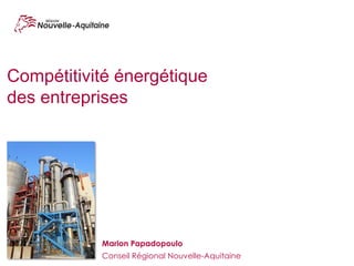 Compétitivité énergétique
des entreprises
Marion Papadopoulo
Conseil Régional Nouvelle-Aquitaine
 