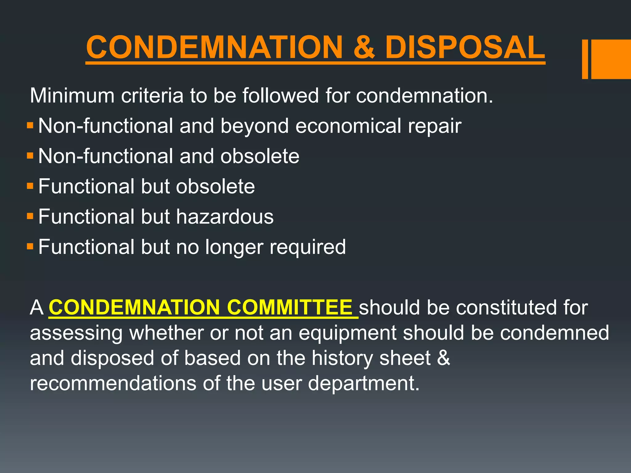 Condemnation Example MATERIALS MANAGEMENT | PPTX