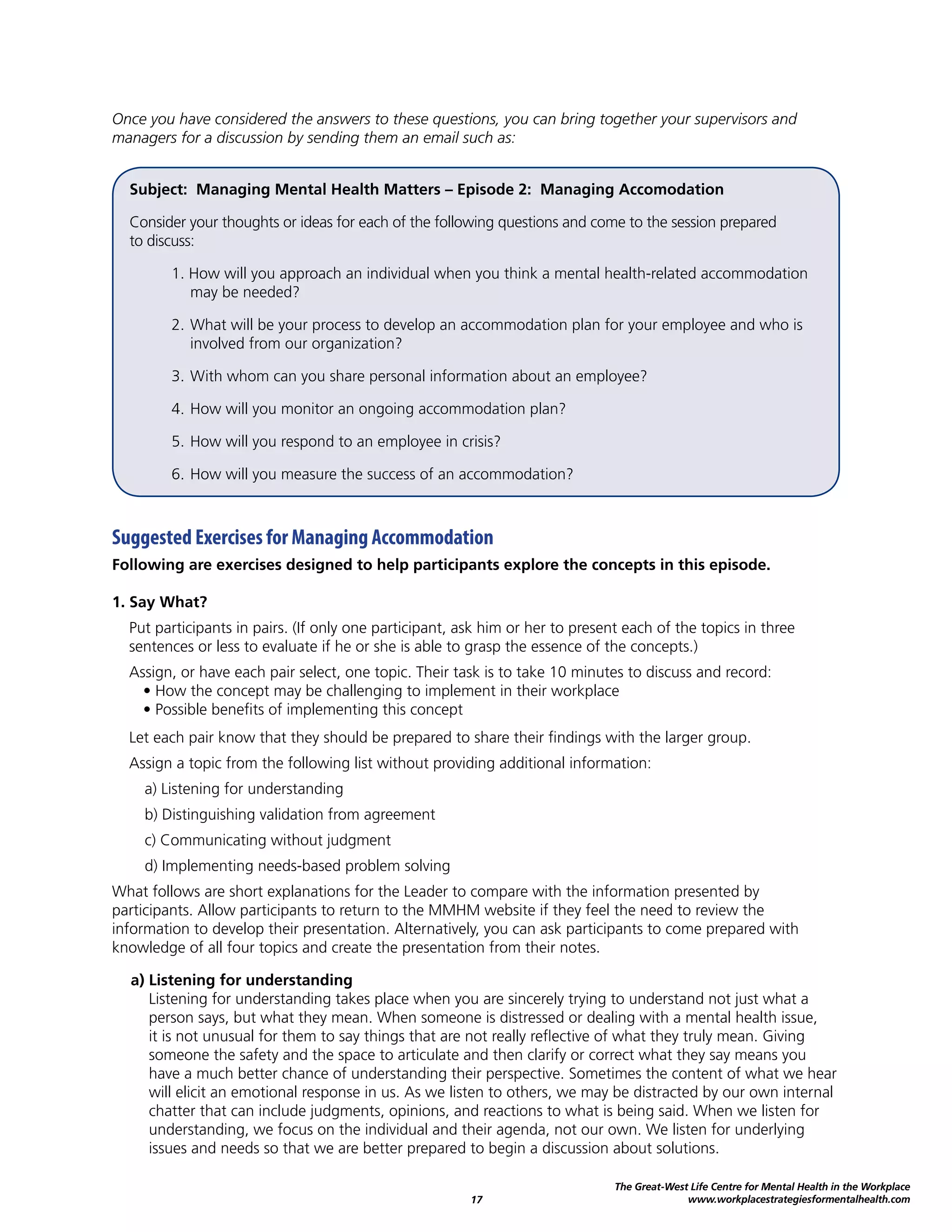 managing mental health in the workplace - a leaders guide | PDF