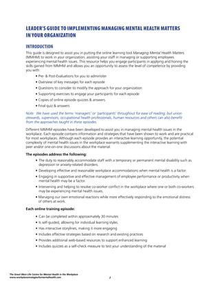 managing mental health in the workplace - a leaders guide | PDF