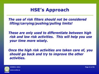 High Risk Activities Drawing Working Through the Risks of Manual Materials Handling | PDF