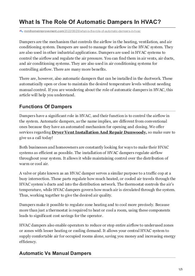 What Is The Role Of Automatic Dampers In HVAC.pdf